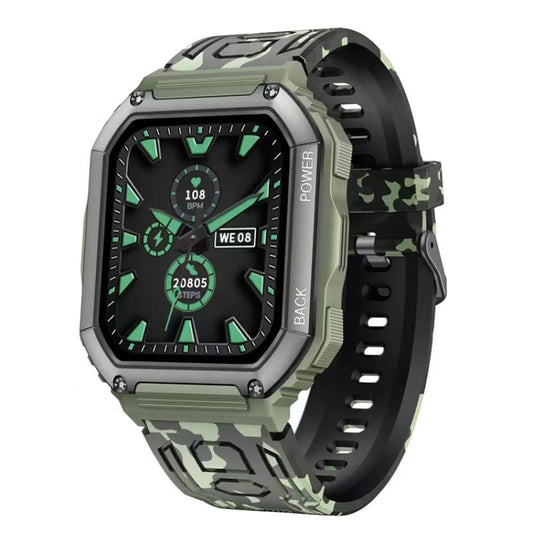 KR06 Waterproof Pedometer Sport Smart Watch, Support Heart Rate / Blood Pressure Monitoring / BT Calling (Camouflage Green) - Smart Watches by buy2fix | Online Shopping UK | buy2fix