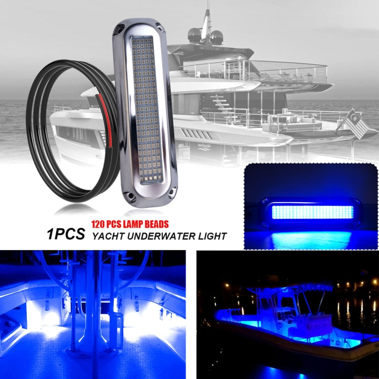 Ship / Yacht 10-30V 120LEDs Waterproof Stainless Steel Underwater Light (Blue Light) - Marine Accessories & Parts by buy2fix | Online Shopping UK | buy2fix