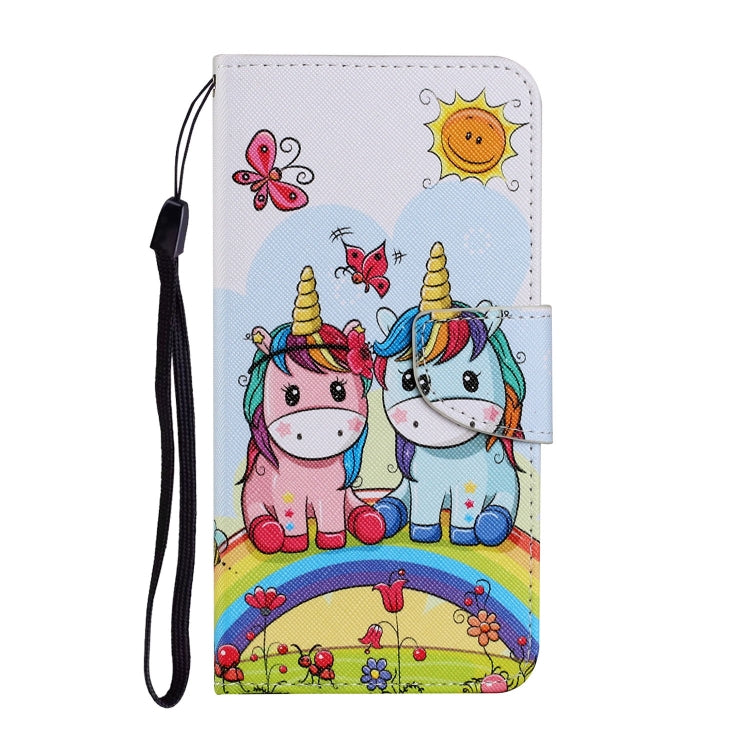 For Huawei P Smart 2021 / Y7a Coloured Drawing Pattern Horizontal Flip PU Leather Case with Holder & Card Slots & Wallet & Lanyard(Couple Unicorn) - Huawei Cases by idewei | Online Shopping UK | buy2fix