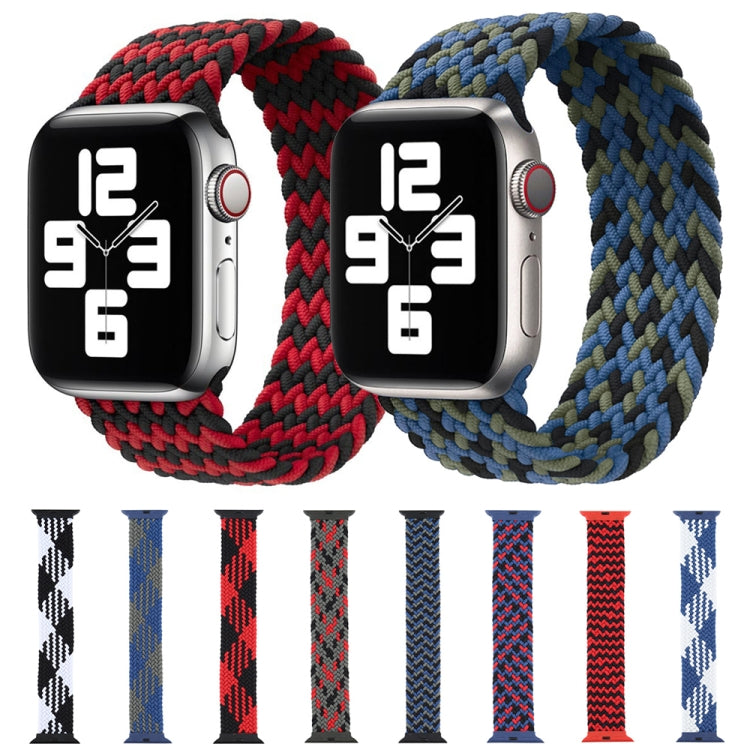 Plastic Buckle Mixed Color Nylon Braided Single Loop Watch Band For Apple Watch Ultra 49mm&Watch Ultra 2 49mm / Series 9&8&7 45mm / SE 3&SE 2&6&SE&5&4 44mm / 3&2&1 42mm, Size:M(Ripple Black Red) - Watch Bands by buy2fix | Online Shopping UK | buy2fix