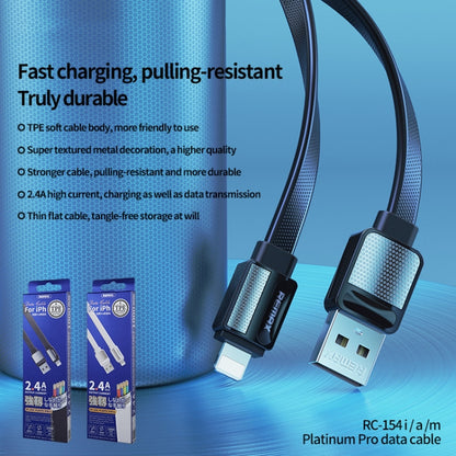 Remax RC-154i 2.4A 8 Pin Platinum Pro Charging Data Cable, Length: 1m (White) - Normal Style Cable by REMAX | Online Shopping UK | buy2fix