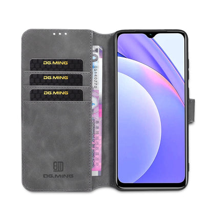 For Xiaomi Poco M3 DG.MING Retro Oil Side Horizontal Flip Leather Case with Holder & Card Slots & Wallet(Grey) - Xiaomi Cases by DG.MING | Online Shopping UK | buy2fix