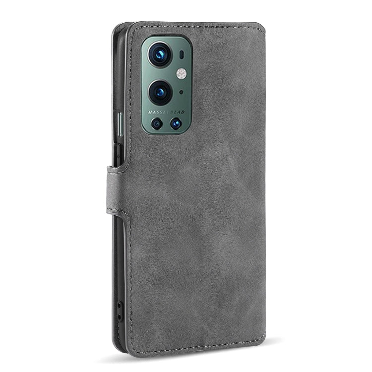 For OnePlus 9 Pro DG.MING Retro Oil Side Horizontal Flip Leather Case with Holder & Card Slots & Wallet(Grey) - OnePlus Cases by DG.MING | Online Shopping UK | buy2fix