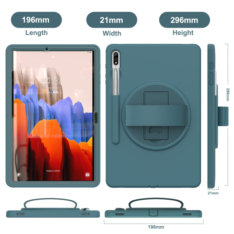 For Samsung Galaxy Tab S8+ / Tab S8 Plus /  Tab S7 FE / Tab S7+ SM-T970 360 Degree Rotation PC + TPU Protective Case with Holder & Hand-strap & Pen Slot(Light Blue) - Galaxy Tab S8+ Cases by buy2fix | Online Shopping UK | buy2fix