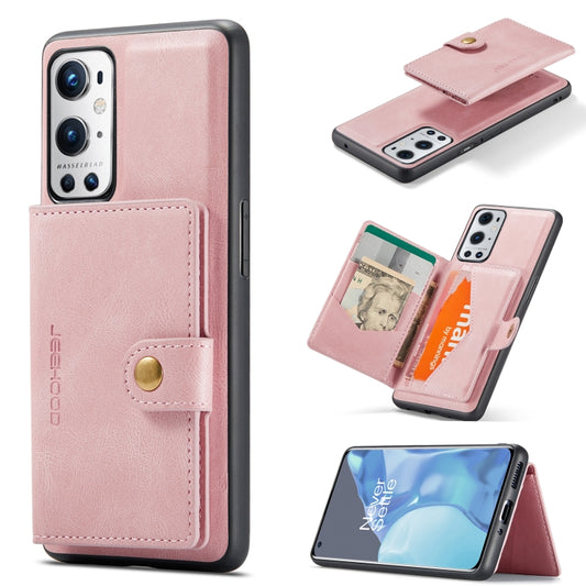 For OnePlus 9 Pro JEEHOOD Retro Magnetic Detachable Protective Case with Wallet & Card Slot & Holder(Pink) - OnePlus Cases by JEEHOOD | Online Shopping UK | buy2fix