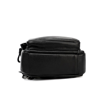 Men Leather Chest Bag Retro Shoulder Bag(Black) - Single-shoulder Bags by buy2fix | Online Shopping UK | buy2fix