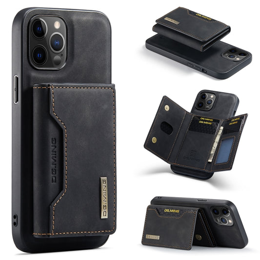 For iPhone 12 / 12 Pro DG.MING M2 Series 3-Fold Multi Card Bag + Magnetic Back Cover Shockproof Case with Wallet & Holder Function(Black) - iPhone 12 / 12 Pro Cases by DG.MING | Online Shopping UK | buy2fix