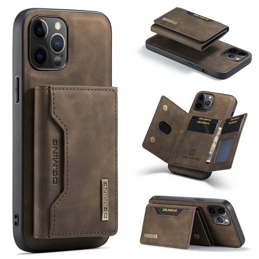 For iPhone 12 / 12 Pro DG.MING M2 Series 3-Fold Multi Card Bag + Magnetic Back Cover Shockproof Case with Wallet & Holder Function(Coffee) - iPhone 12 / 12 Pro Cases by DG.MING | Online Shopping UK | buy2fix