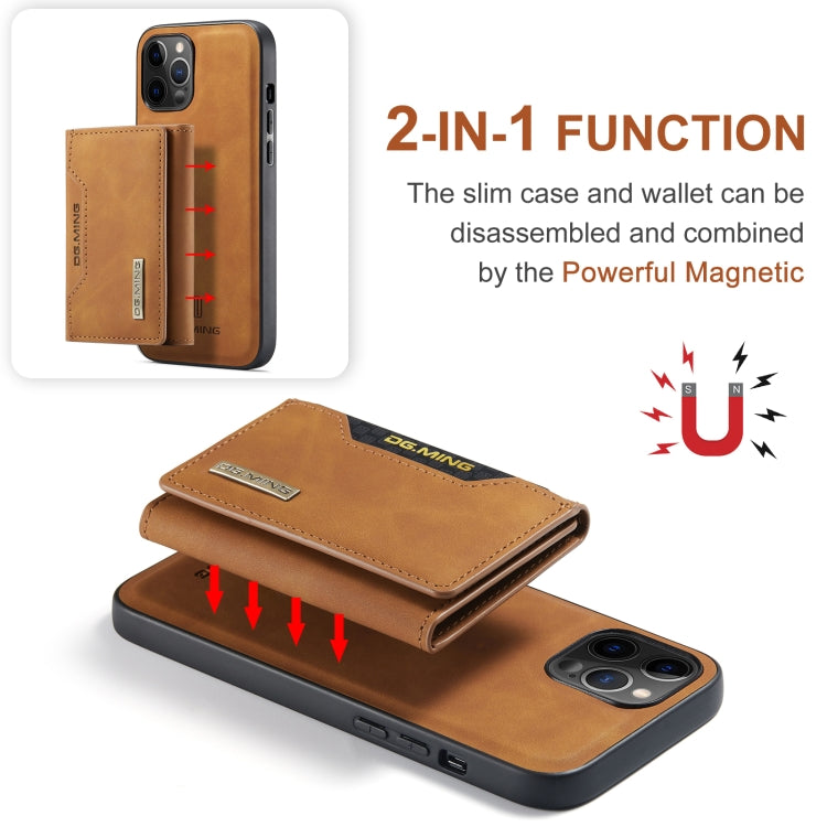 For iPhone 12 Pro Max DG.MING M2 Series 3-Fold Multi Card Bag + Magnetic Back Cover Shockproof Case with Wallet & Holder Function(Brown) - iPhone 12 Pro Max Cases by DG.MING | Online Shopping UK | buy2fix