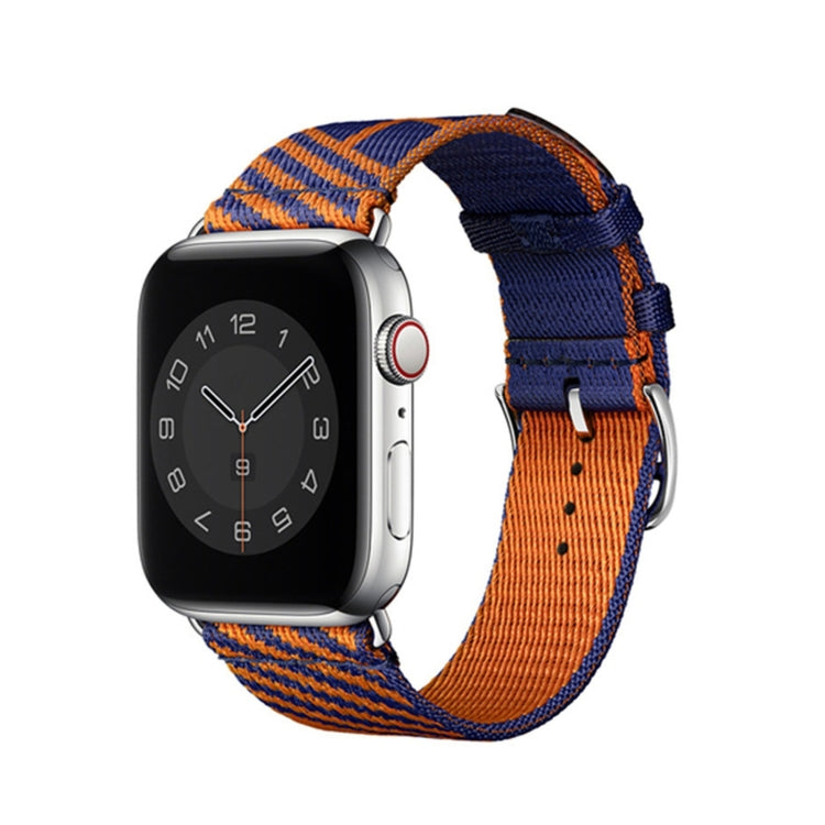 Two-color Nylon Braid Watch Band For Apple Watch Ultra 49mm&Watch Ultra 2 49mm / Series 9&8&7 45mm / SE 3&SE 2&6&SE&5&4 44mm / 3&2&1 42mm(Blue+Orange) - Watch Bands by buy2fix | Online Shopping UK | buy2fix