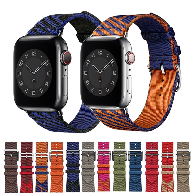 Two-color Nylon Braid Watch Band For Apple Watch Ultra 49mm&Watch Ultra 2 49mm / Series 9&8&7 45mm / SE 3&SE 2&6&SE&5&4 44mm / 3&2&1 42mm(Orange+Pink) - Watch Bands by buy2fix | Online Shopping UK | buy2fix