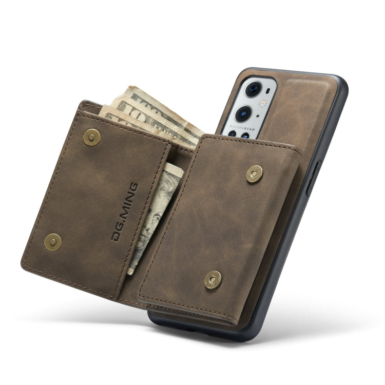 For OnePlus 9 Pro DG.MING M1 Series 3-Fold Multi Card Wallet  Back Cover Shockproof Case with Holder Function(Coffee) -  by DG.MING | Online Shopping UK | buy2fix