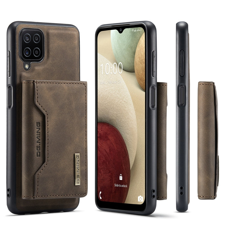 For Samsung Galaxy A12 5G DG.MING M2 Series 3-Fold Multi Card Bag Back Cover Shockproof Case with Wallet & Holder Function(Coffee) - Galaxy Phone Cases by DG.MING | Online Shopping UK | buy2fix