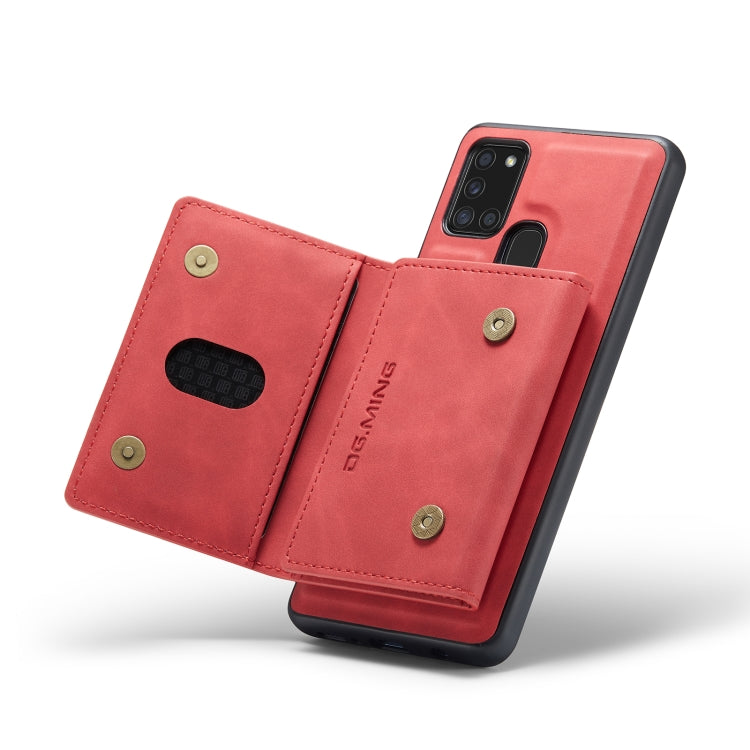 For Samsung Galaxy A21s DG.MING M2 Series 3-Fold Multi Card Bag Back Cover Shockproof Case with Wallet & Holder Function(Red) - Galaxy Phone Cases by DG.MING | Online Shopping UK | buy2fix