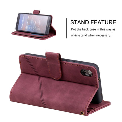 For Xiaomi Redmi 7A Skin Feel Business Horizontal Flip PU Leather Case with Holder & Multi-Card Slots & Wallet & Lanyard & Photo Frame(Red) - Xiaomi Cases by buy2fix | Online Shopping UK | buy2fix