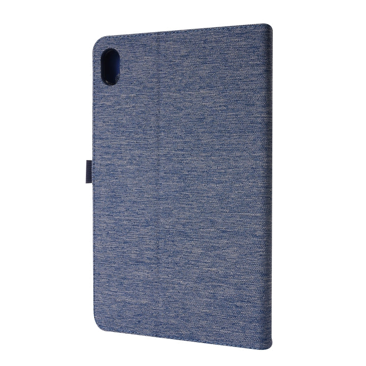 For Lenovo Tab K10 Fabric Texture Horizontal Flip TPU Leather Case with Holder(Blue) - Lenovo by buy2fix | Online Shopping UK | buy2fix