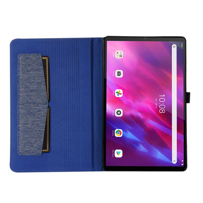 For Lenovo Tab K10 Fabric Texture Horizontal Flip TPU Leather Case with Holder(Blue) - Lenovo by buy2fix | Online Shopping UK | buy2fix