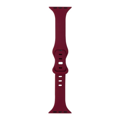 Slimming 8-buckle Silicone Watch Band For Apple Watch Ultra 49mm&Watch Ultra 2 49mm / Series 9&8&7 45mm / SE 3&SE 2&6&SE&5&4 44mm / 3&2&1 42mm(Wine Red) - Watch Bands by buy2fix | Online Shopping UK | buy2fix