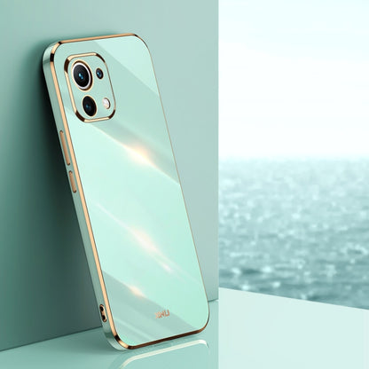 For Xiaomi Mi 11 XINLI Straight Edge 6D Electroplate TPU Phone Case(Mint Green) - Xiaomi Cases by XINLI | Online Shopping UK | buy2fix