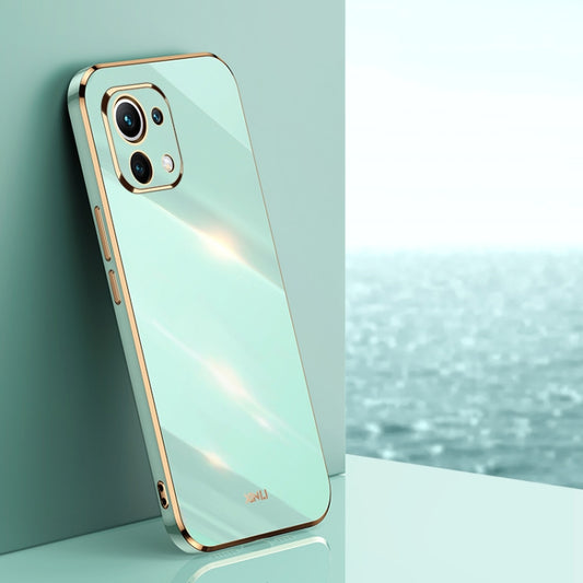 For Xiaomi Mi 11 XINLI Straight Edge 6D Electroplate TPU Phone Case(Mint Green) - Xiaomi Cases by XINLI | Online Shopping UK | buy2fix