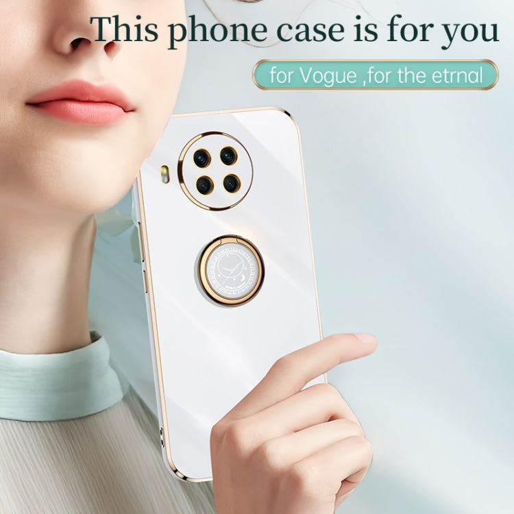 For Xiaomi Mi 10T Lite 5G XINLI Straight Edge 6D Electroplate TPU Phone Case with Ring Holder(White) - Xiaomi Cases by XINLI | Online Shopping UK | buy2fix