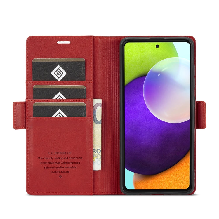 For Samsung Galaxy A52 5G / 4G LC.IMEEKE Magnetic Buckle PU + TPU Horizontal Flip Leather Case with Holder & Card Slots & Wallet(Red) - Galaxy Phone Cases by LC.IMEEKE | Online Shopping UK | buy2fix