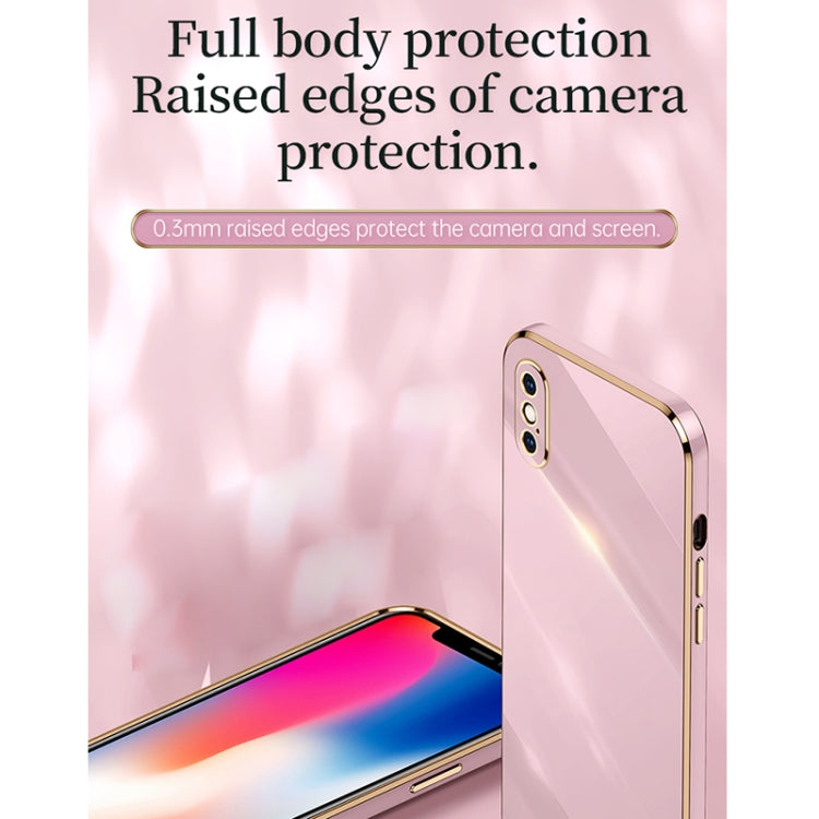 For iPhone X XINLI Straight 6D Plating Gold Edge TPU Shockproof Case with Ring Holder(Pink) - More iPhone Cases by XINLI | Online Shopping UK | buy2fix