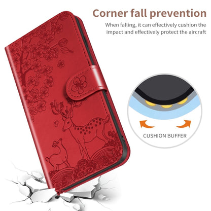 For Xiaomi Redmi 9A Sika Deer Embossing Pattern Horizontal Flip PU Leather Case with Holder & Card Slot & Wallet & Photo Frame(Red) - Xiaomi Cases by buy2fix | Online Shopping UK | buy2fix