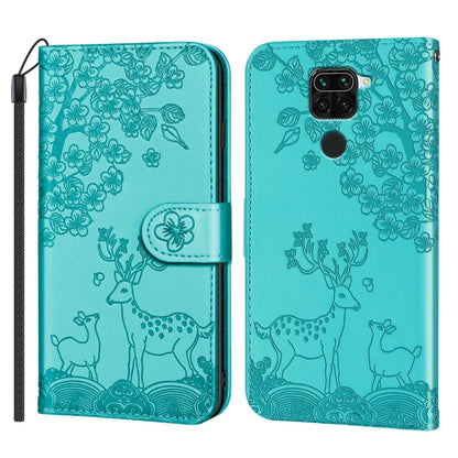 For Xiaomi Redmi Note 9 Sika Deer Embossing Pattern Horizontal Flip PU Leather Case with Holder & Card Slot & Wallet & Photo Frame(Green) - Xiaomi Cases by buy2fix | Online Shopping UK | buy2fix