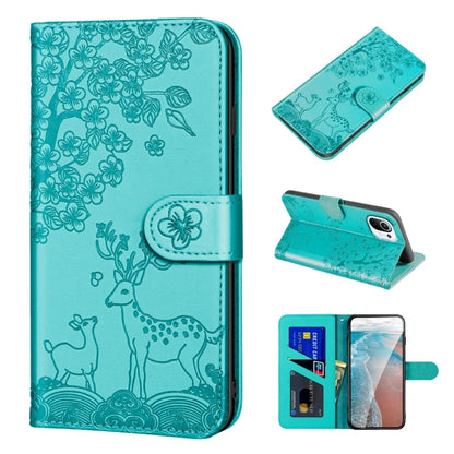 For Xiaomi Mi 11 Sika Deer Embossing Pattern Horizontal Flip PU Leather Case with Holder & Card Slot & Wallet & Photo Frame(Green) - Xiaomi Cases by buy2fix | Online Shopping UK | buy2fix