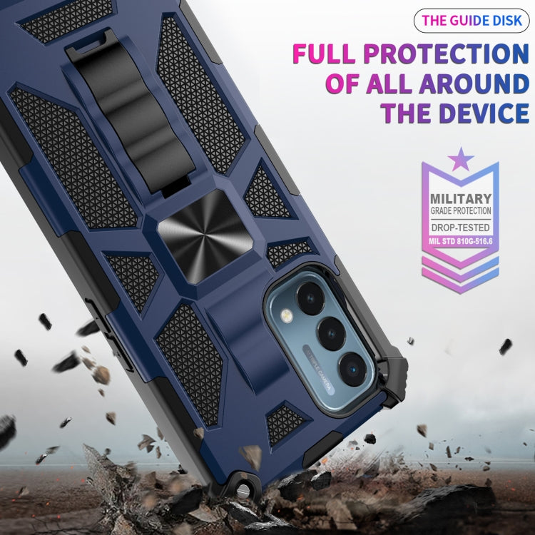 For OPPO A54 4G / A55 5G Shockproof TPU + PC Magnetic Protective Case with Holder(Blue) - OPPO Cases by buy2fix | Online Shopping UK | buy2fix