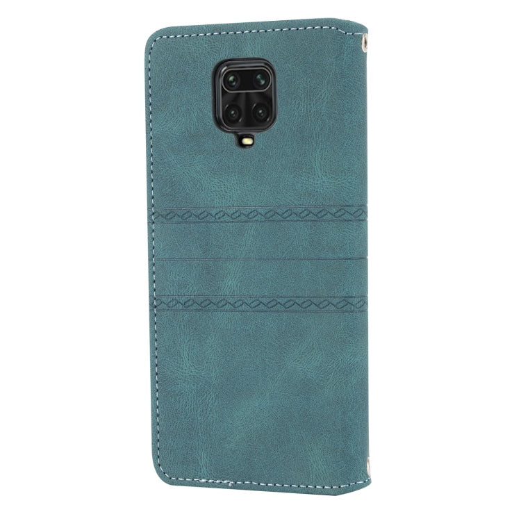 For Xiaomi Redmi Note 9 Pro Max Embossed Striped Magnetic Buckle PU + TPU Horizontal Flip Leather Case with Holder & Card Slot & Wallet & Photo Frame & Sling(Green) - Xiaomi Cases by buy2fix | Online Shopping UK | buy2fix