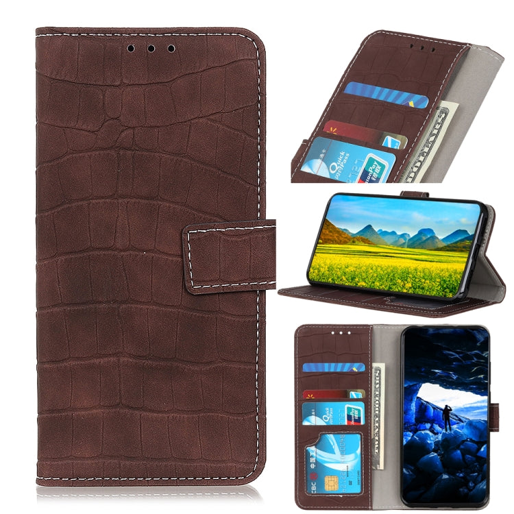 For OPPO A16 Magnetic Crocodile Texture Horizontal Flip Leather Case with Holder & Card Slots & Wallet(Brown) - OPPO Cases by buy2fix | Online Shopping UK | buy2fix