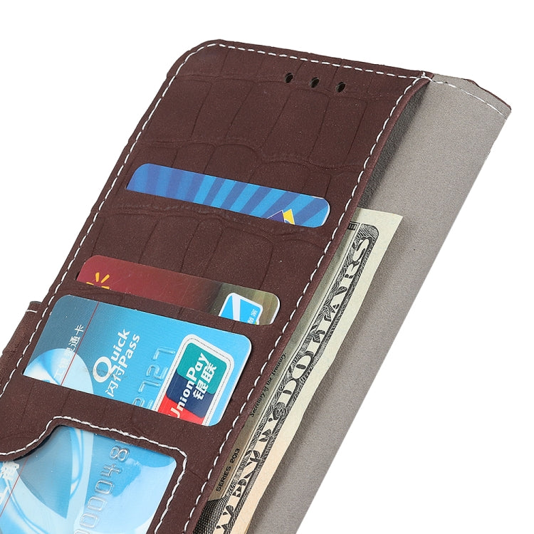 For OPPO A16 Magnetic Crocodile Texture Horizontal Flip Leather Case with Holder & Card Slots & Wallet(Brown) - OPPO Cases by buy2fix | Online Shopping UK | buy2fix