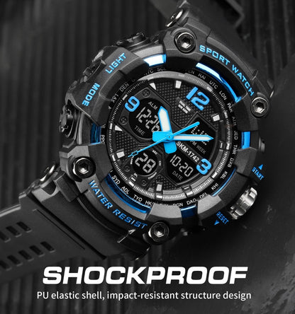 SKMEI 1742 Four-screen LED Digital Display Luminous Sports Shockproof Electronic Watch for Men(Blue) - Leather Strap Watches by SKMEI | Online Shopping UK | buy2fix