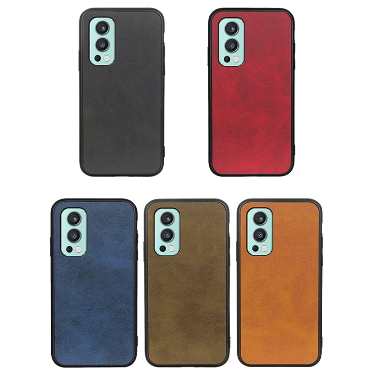 For OnePlus Nord 2 5G Two-color Cowhide Texture PU Shockproof Protective Case(Green) - OnePlus Cases by buy2fix | Online Shopping UK | buy2fix