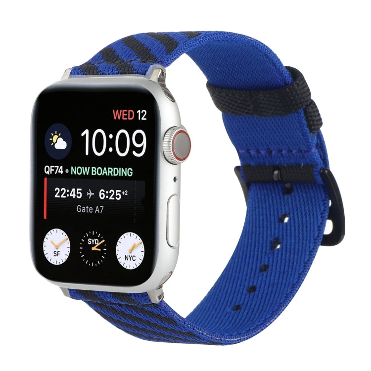 Nylon Single Loop Watch Band For Apple Watch Ultra 49mm&Watch Ultra 2 49mm / Series 9&8&7 45mm / SE 3&SE 2&6&SE&5&4 44mm / 3&2&1 42mm(Blue+Black) - Watch Bands by buy2fix | Online Shopping UK | buy2fix