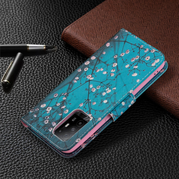 For OPPO A94 5G / Reno5 Z 5G / F19 Pro+ Colored Drawing Pattern Horizontal Flip Leather Case with Holder & Card Slots & Wallet(Plum Blossom) - OPPO Cases by buy2fix | Online Shopping UK | buy2fix