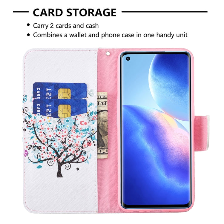 For OPPO Reno5 Colored Drawing Pattern Horizontal Flip Leather Case with Holder & Card Slots & Wallet(Tree) - OPPO Cases by buy2fix | Online Shopping UK | buy2fix