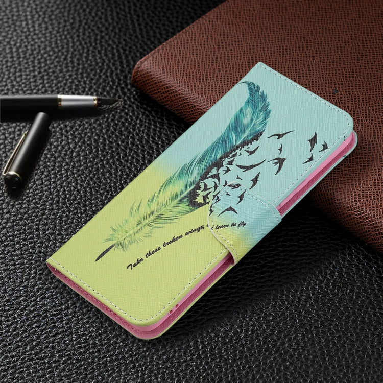 For OPPO Realme 8 / Realme 8 Pro Colored Drawing Pattern Horizontal Flip Leather Case with Holder & Card Slots & Wallet(Feather) - Realme Cases by buy2fix | Online Shopping UK | buy2fix