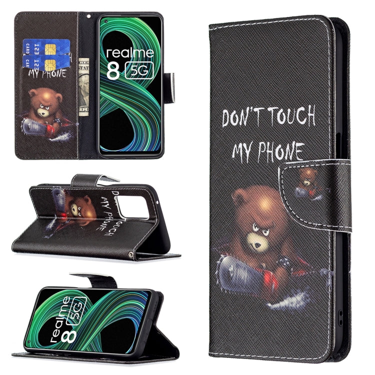 For OPPO Realme 8 5G / Realme V13 Colored Drawing Pattern Horizontal Flip Leather Case with Holder & Card Slots & Wallet(Bear) - Realme Cases by buy2fix | Online Shopping UK | buy2fix