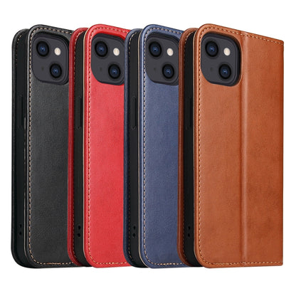 For iPhone 13 Fierre Shann PU Leather Texture Horizontal Flip Leather Case with Holder & Card Slots & Wallet(Brown) - iPhone 13 Cases by FIERRE SHANN | Online Shopping UK | buy2fix