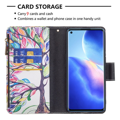 For OPPO Reno5 5G Colored Drawing Pattern Zipper Horizontal Flip Leather Case with Holder & Card Slots & Wallet(Big Tree) - OPPO Cases by buy2fix | Online Shopping UK | buy2fix