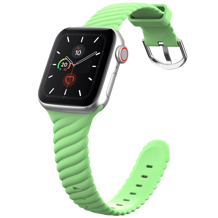 Solid Color Twist Silicone Watch Band For Apple Watch Series 9&8&7 41mm / SE 3&SE 2&6&SE&5&4 40mm / 3&2&1 38mm(Yellow Green) - Watch Bands by buy2fix | Online Shopping UK | buy2fix