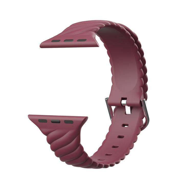 Solid Color Twist Silicone Watch Band For Apple Watch Ultra 49mm&Watch Ultra 2 49mm / Series 9&8&7 45mm / SE 3&SE 2&6&SE&5&4 44mm / 3&2&1 42mm(Wine Red) - Watch Bands by buy2fix | Online Shopping UK | buy2fix