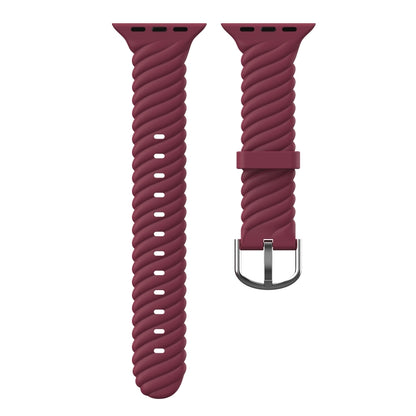 Solid Color Twist Silicone Watch Band For Apple Watch Ultra 49mm&Watch Ultra 2 49mm / Series 9&8&7 45mm / SE 3&SE 2&6&SE&5&4 44mm / 3&2&1 42mm(Wine Red) - Watch Bands by buy2fix | Online Shopping UK | buy2fix