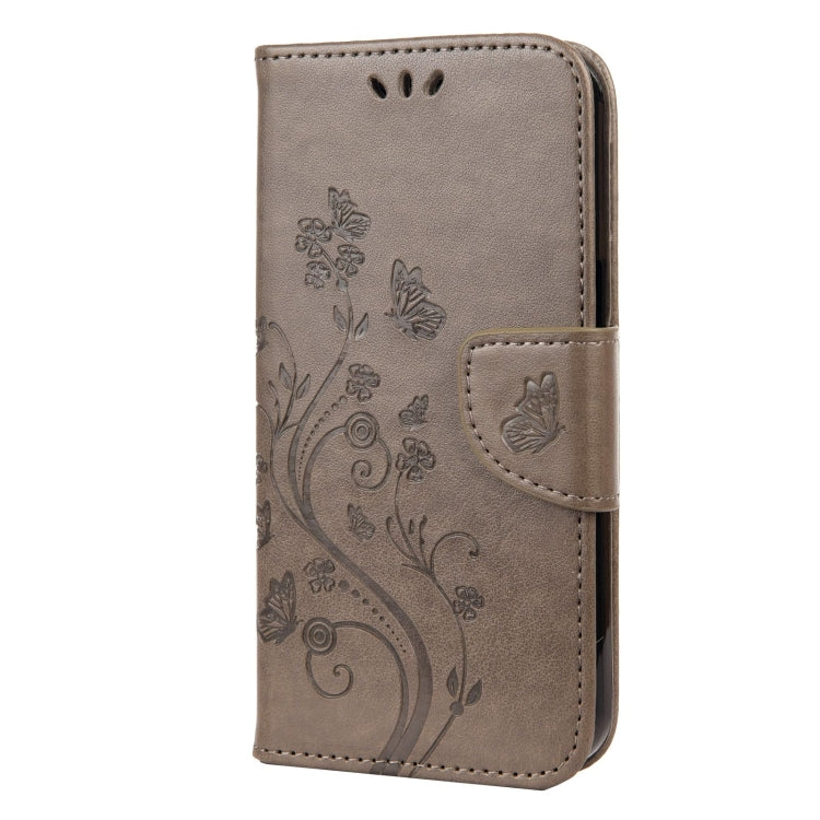 For iPhone 13 Pro Butterfly Flower Pattern Horizontal Flip Leather Case with Holder & Card Slots & Wallet (Grey) - iPhone 13 Pro Cases by buy2fix | Online Shopping UK | buy2fix