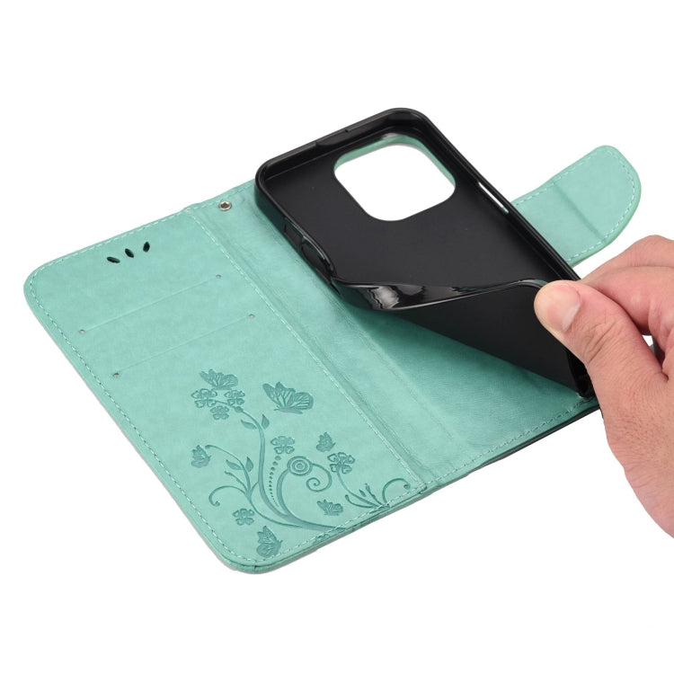 For iPhone 13 Pro Max Butterfly Flower Pattern Horizontal Flip Leather Case with Holder & Card Slots & Wallet (Green) - iPhone 13 Pro Max Cases by buy2fix | Online Shopping UK | buy2fix