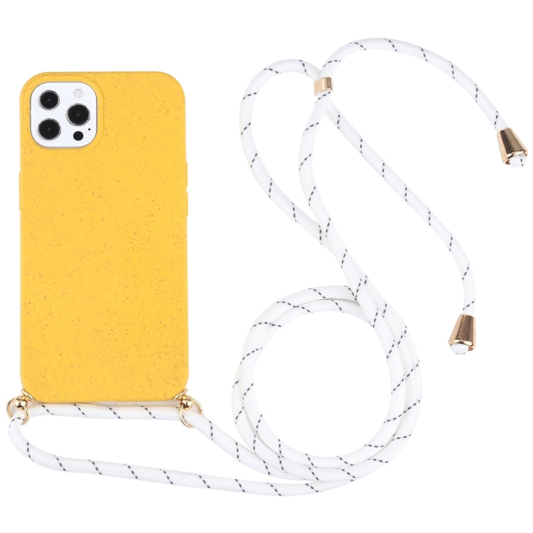 For iPhone 13 Pro Wheat Straw Material + TPU Shockproof Case with Neck Lanyard (Yellow) - iPhone 13 Pro Cases by buy2fix | Online Shopping UK | buy2fix