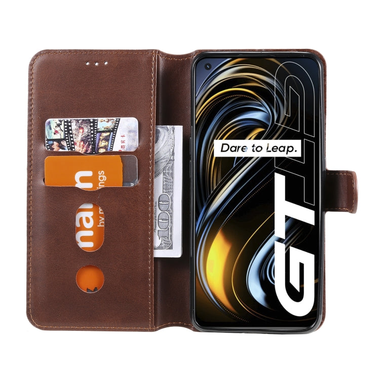 Classic Calf Texture PU + TPU Horizontal Flip Leather Case with Holder & Card Slots & Wallet For OPPO Realme GT 5G(Brown) - Realme Cases by buy2fix | Online Shopping UK | buy2fix